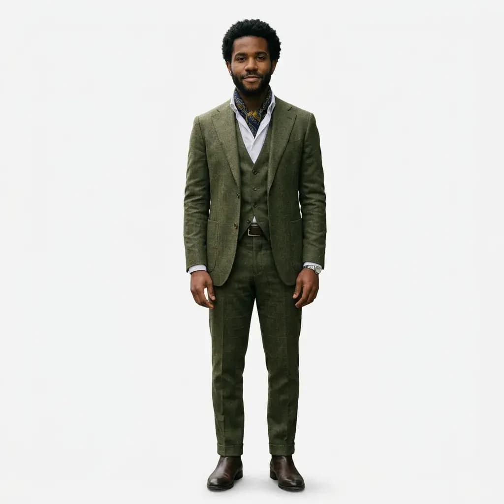 Front-facing lifestyle image of a man wearing the sunglasses on a white background.